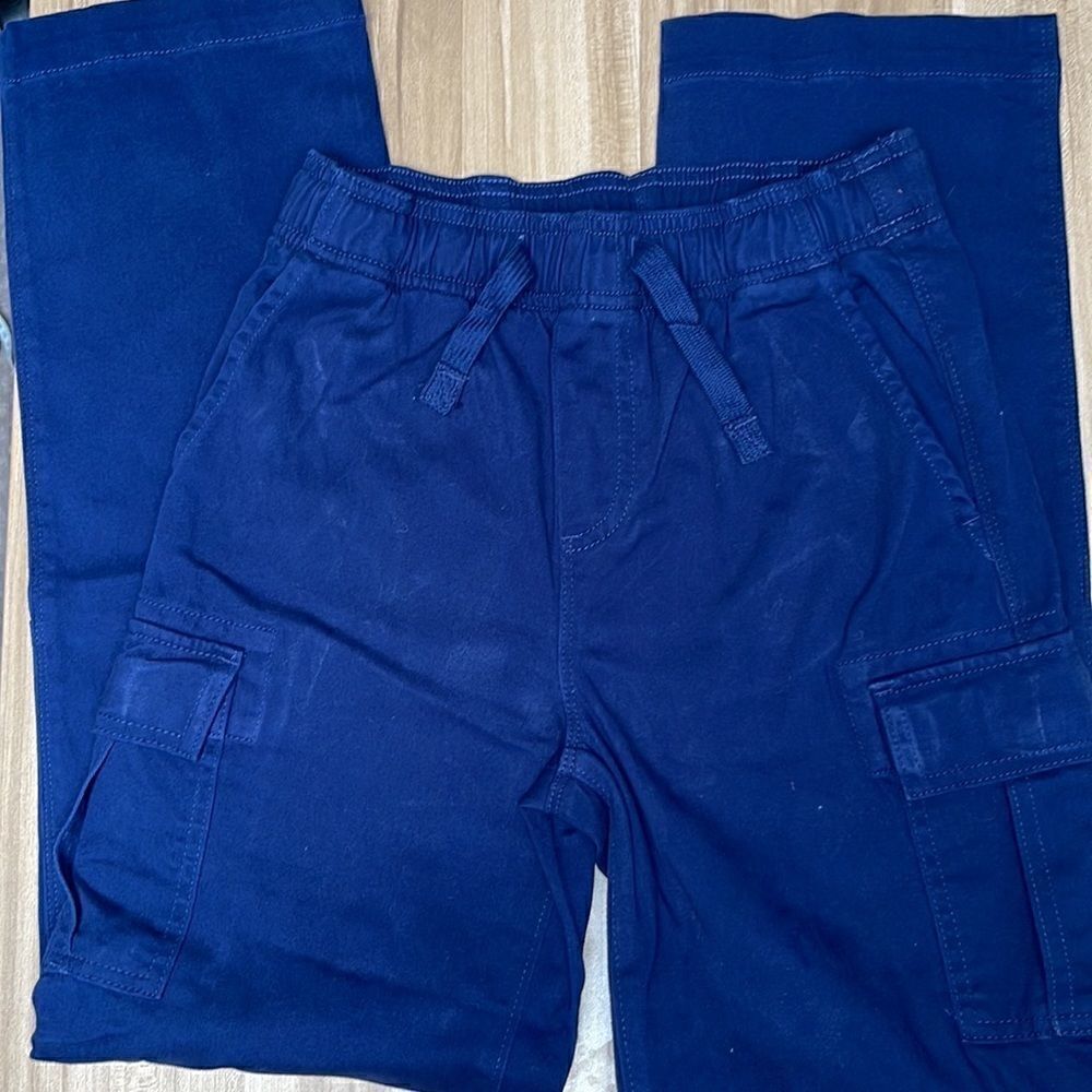 Lands End Navy Blue Khaki cargo pants. Size Boys Medium (10S-12S) school uniform